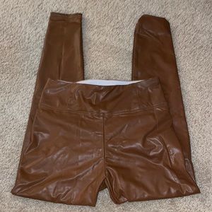M Brown Faux Leather leggings